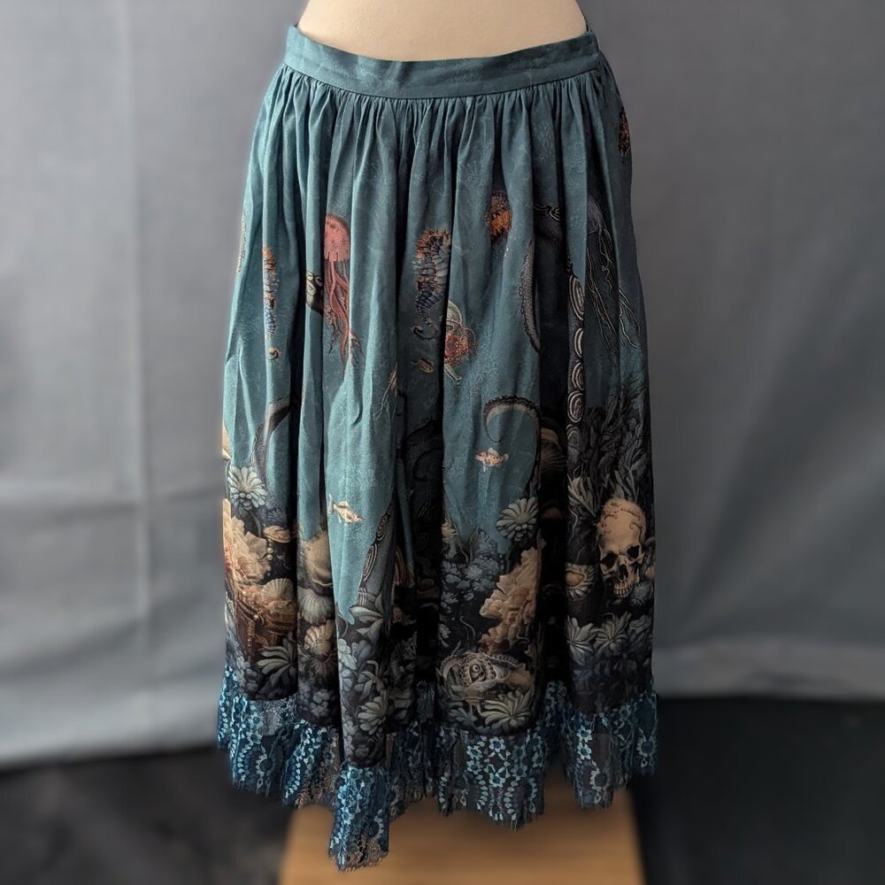 Milianda Dark Ocean Skirt in Teal Gothic Victorian Lolita EGL Sz XL